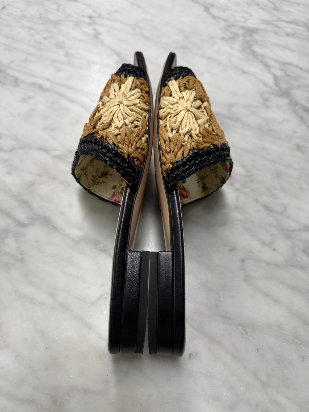 Gucci Jolie Raffia Crochet Flower Slide Sandal Size 37.5 - Picture 7 of 10